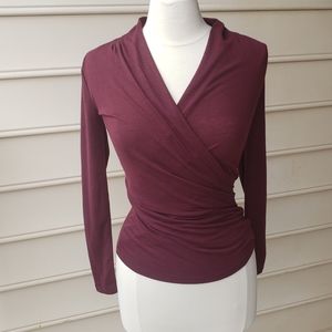NWT Ann Taylor maroon wrap blouse PETITE SMALL